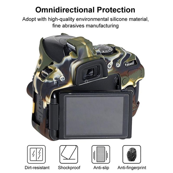 Soft Silicone Protective Case for Nikon D5200 (Camouflage)