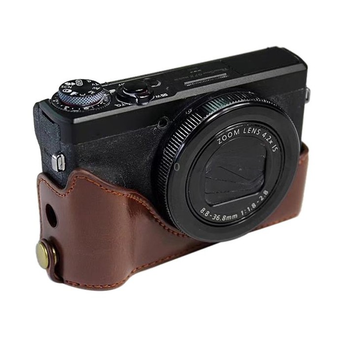 1/4 inch Thread PU Leather Camera Half Case Base for Canon G7 X Mark III / G7 X3 (Black)