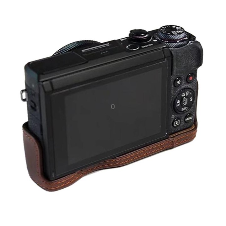 1/4 inch Thread PU Leather Camera Half Case Base for Canon G7 X Mark III / G7 X3 (Coffee)