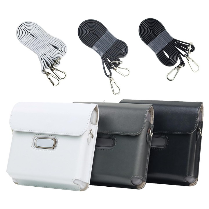 For FUJIFILM instax Link WIDE Full Body PU Leather Case Bag with Strap(Black)