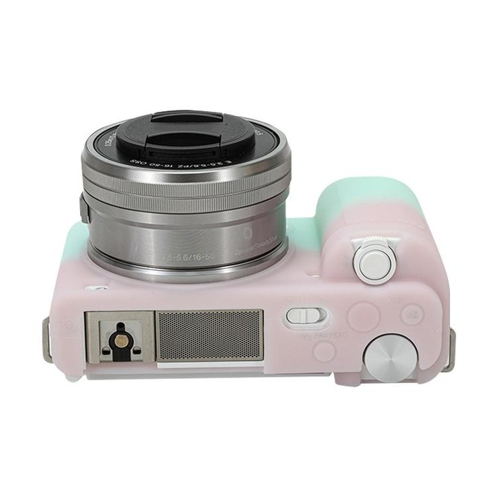 For Sony ZV-E10 Soft Silicone Protective Case (Pink Green)