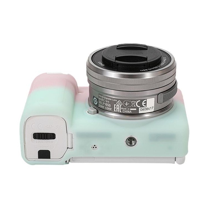For Sony ZV-E10 Soft Silicone Protective Case (Pink Green)