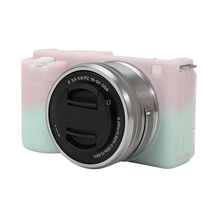 For Sony ZV-E10 Soft Silicone Protective Case (Pink Green)