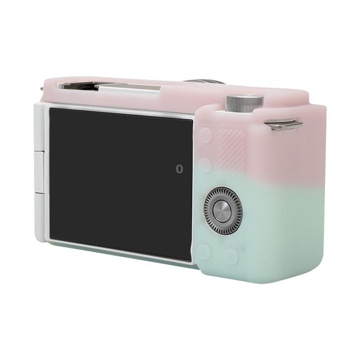 For Sony ZV-E10 Soft Silicone Protective Case (Pink Green)