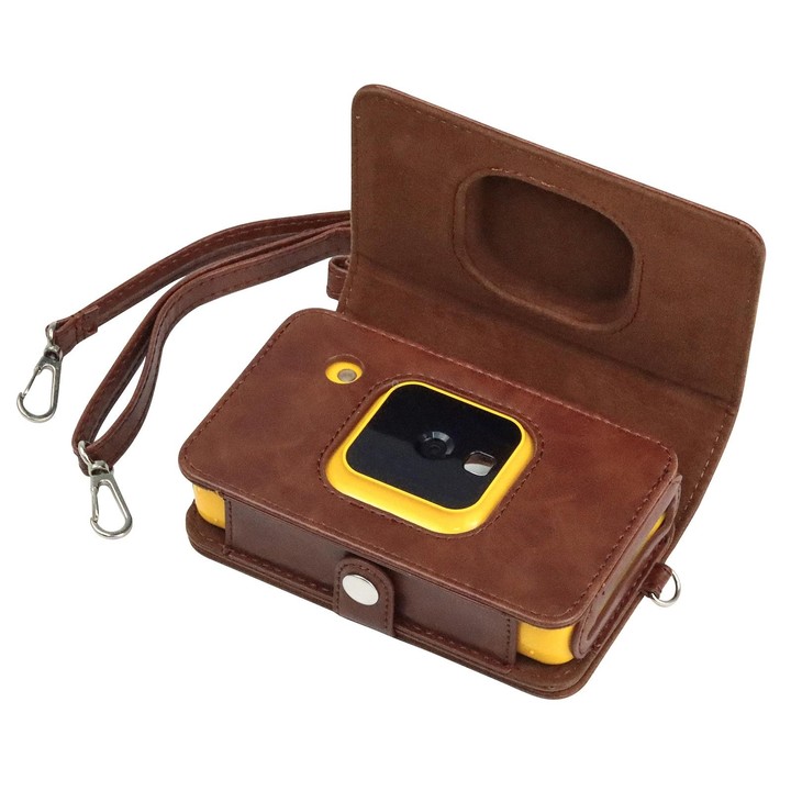 For Kodak Mini Shot2 C210 instax Full Body Camera PU Leather Case Bag with Strap(Brown)