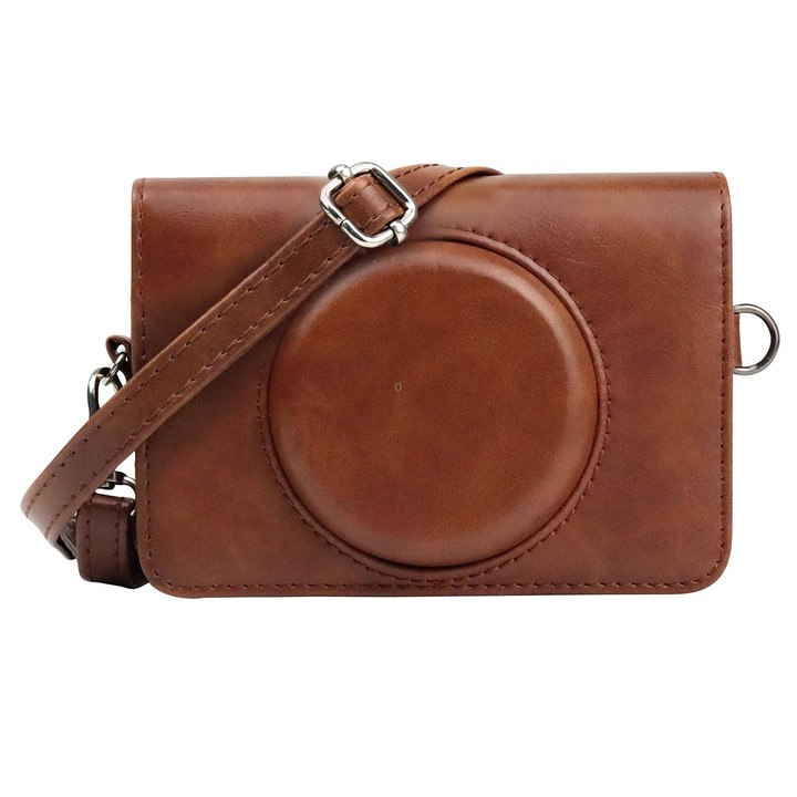 For Kodak Mini Shot2 Retro / C210R instax Full Body Camera PU Leather Case Bag with Strap (Brown)