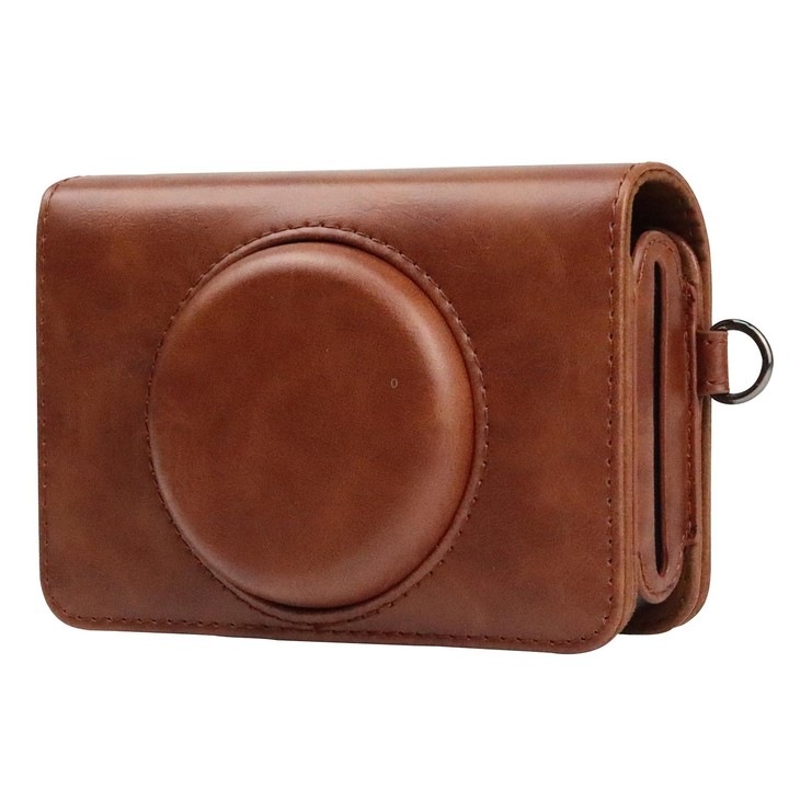 For Kodak Mini Shot2 Retro / C210R instax Full Body Camera PU Leather Case Bag with Strap (Brown)