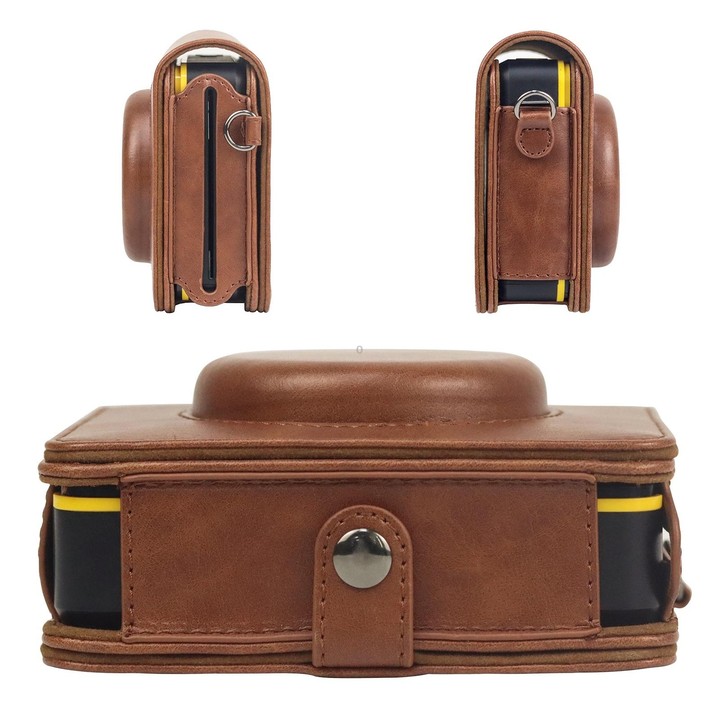 For Kodak Mini Shot 3 Square Retro / C300R instax Full Body Camera PU Leather Case Bag with Strap(Brown)