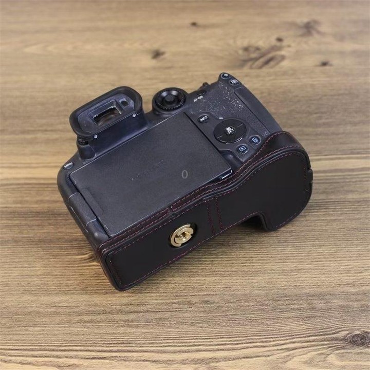 For Canon EOS R7 1/4 inch Thread PU Leather Camera Half Case Base (Brown)