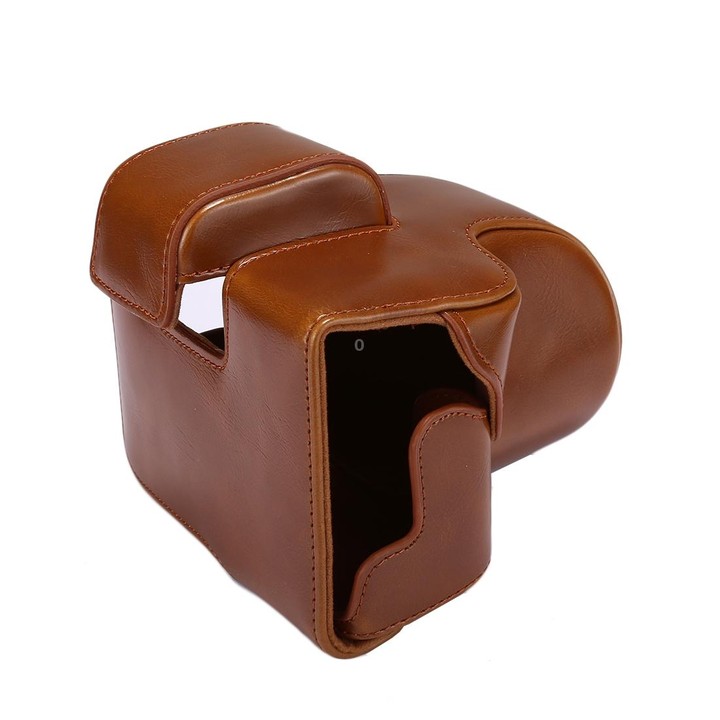 Full Body Camera PU Leather Case Bag with Strap for Canon EOS M5 (Brown)