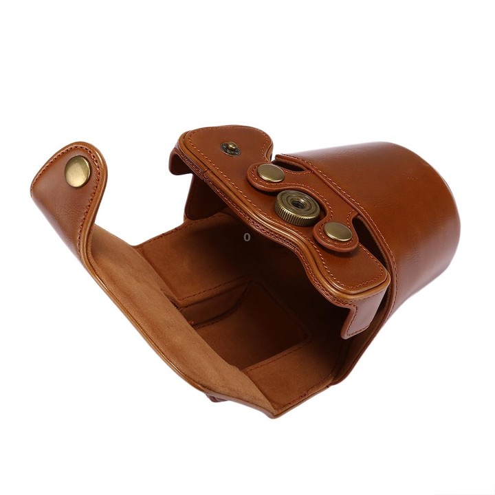 Full Body Camera PU Leather Case Bag with Strap for Canon EOS M5 (Brown)