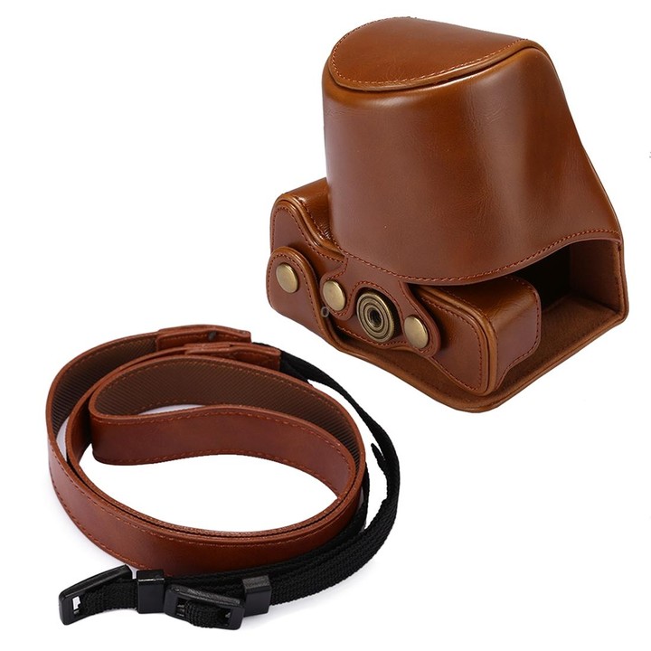 Full Body Camera PU Leather Case Bag with Strap for Canon EOS M5 (Brown)