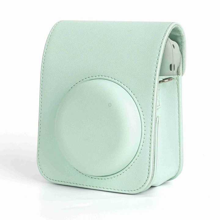For FUJIFILM instax mini 12 Full Body Leather Case Camera Bag with Strap (Green)