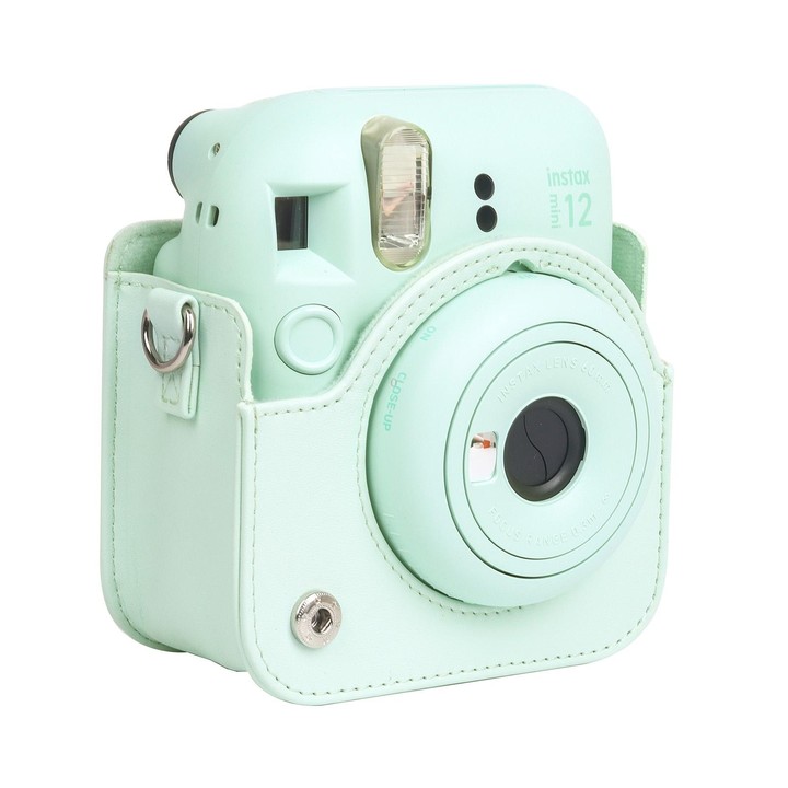 For FUJIFILM instax mini 12 Full Body Leather Case Camera Bag with Strap (Green)