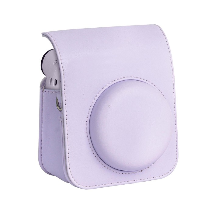 For FUJIFILM instax mini 12 Full Body Leather Case Camera Bag with Strap (Purple)
