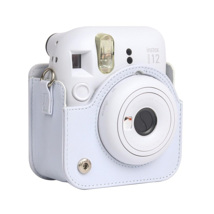 For FUJIFILM instax mini 12 Full Body Leather Case Camera Bag with Strap (White)