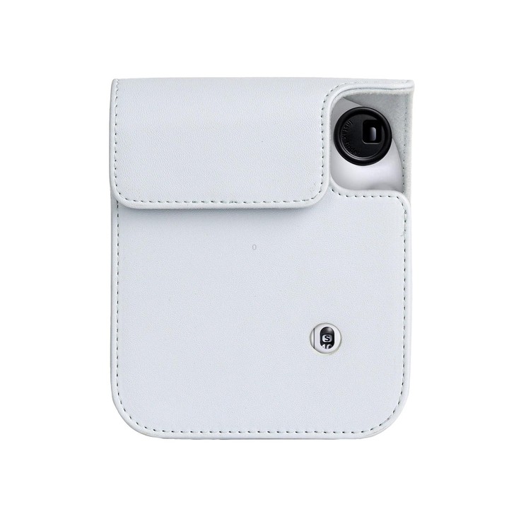 For FUJIFILM instax mini 12 Full Body Leather Case Camera Bag with Strap (White)