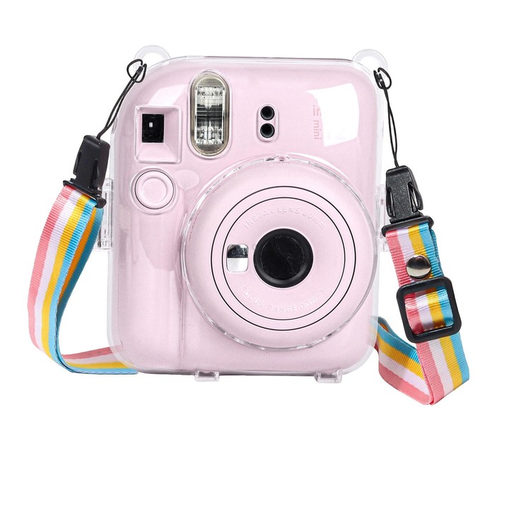 For FUJIFILM Instax mini 12 Crystal Hard Case Camera Bag with Shoulder Strap (Transparent)