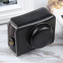 For Sony ZV-1F Vlog Camera Full Body Magnetic Leather Camera Case Bag with Strap (Black)