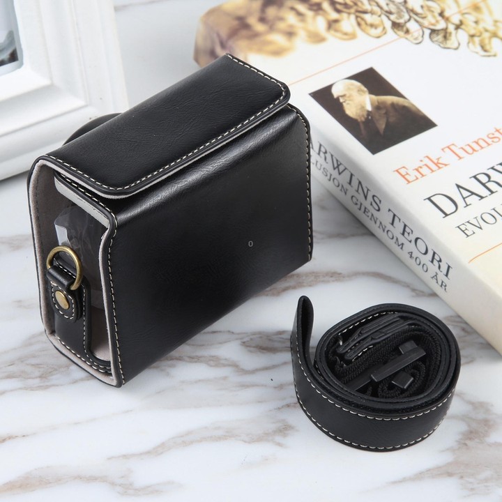 For Sony ZV-1F Vlog Camera Full Body Magnetic Leather Camera Case Bag with Strap (Black)