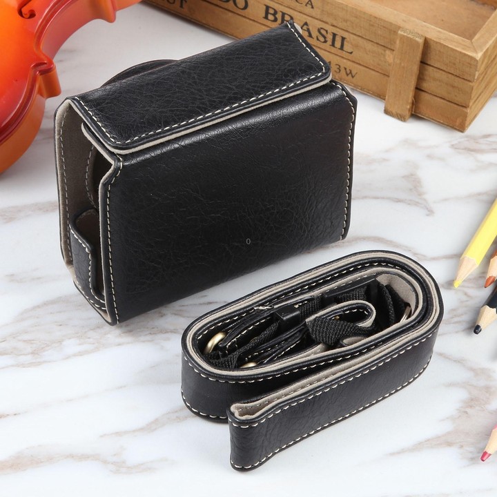 For Canon PowerShot G7 X Full Body Camera PU Leather Camera Case Bag with Strap (Black)