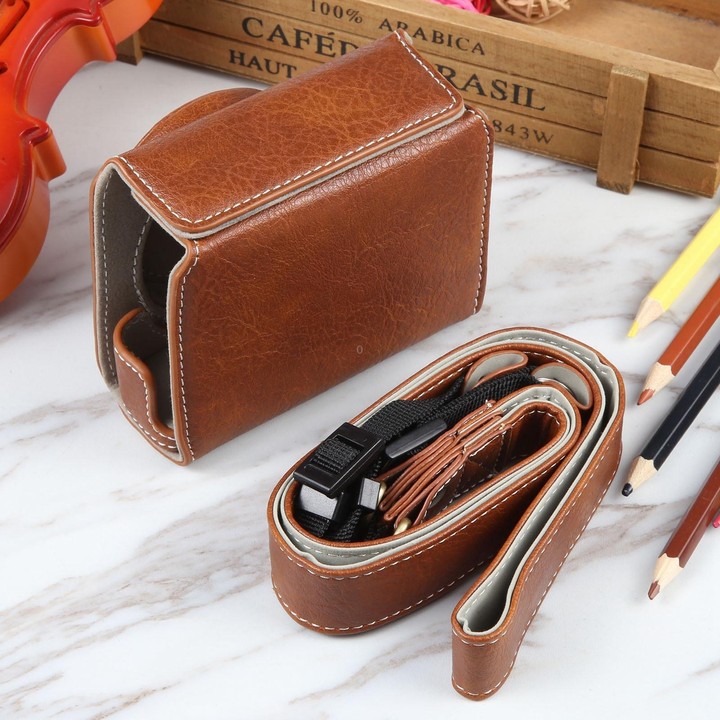 For Canon PowerShot G7 X Full Body Camera PU Leather Camera Case Bag with Strap (Brown)