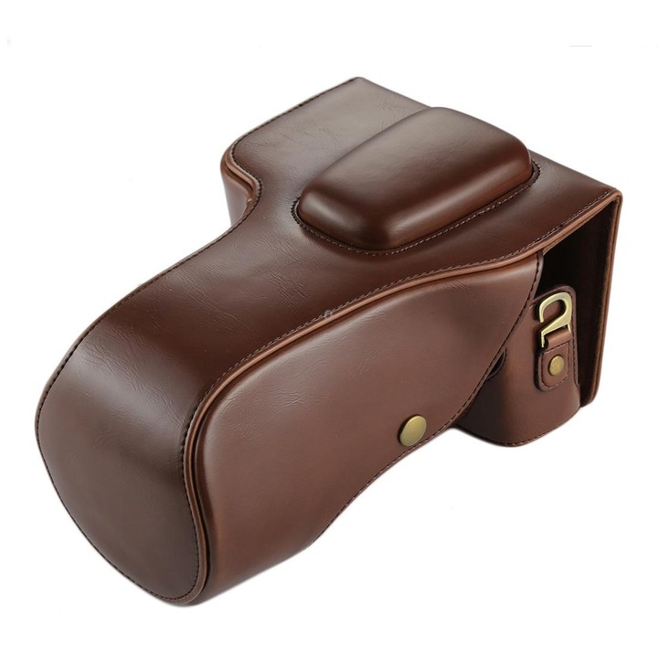 Full Body Camera PU Leather Case Bag for Canon EOS 760D / 750D (18-135mm Lens) (Coffee)