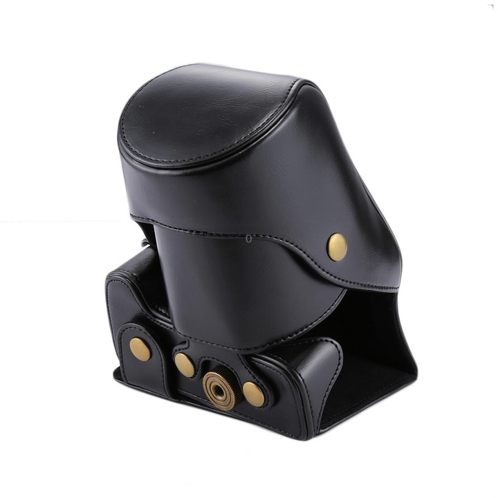 Full Body Camera PU Leather Case Bag for Canon EOS 200D (18-55mm Lens)(Black)