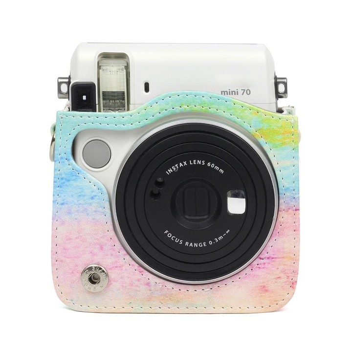 Rainbow Oil painting Pattern PU Leather Protective Camera Case Bag For FUJIFILM Instax Mini70 Camera