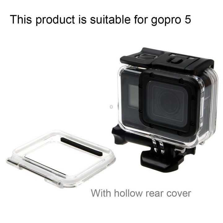 For GoPro NEW HERO /HERO6 /5 30m Waterproof Housing Protective Case + Hollow Back Cover with Buckle Basic Mount & Screw, No Need