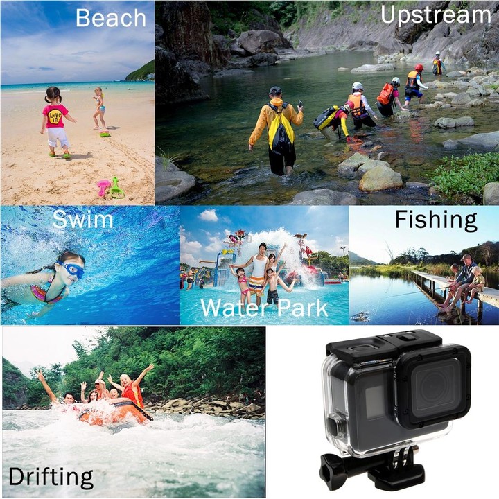 For GoPro NEW HERO /HERO6 /5 30m Waterproof Housing Protective Case + Hollow Back Cover with Buckle Basic Mount & Screw, No Need