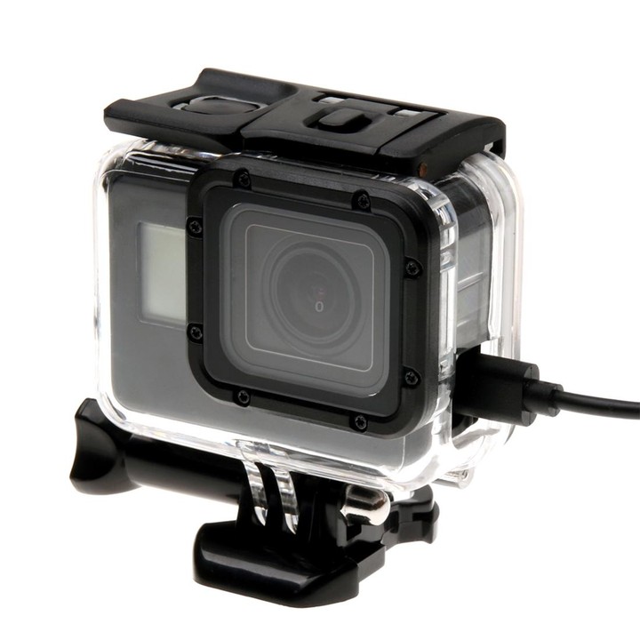 For GoPro HERO6 /5 Skeleton Housing Protective Case + Hollow Back Cover with Buckle Basic Mount & Screw, No Need to Disassemble