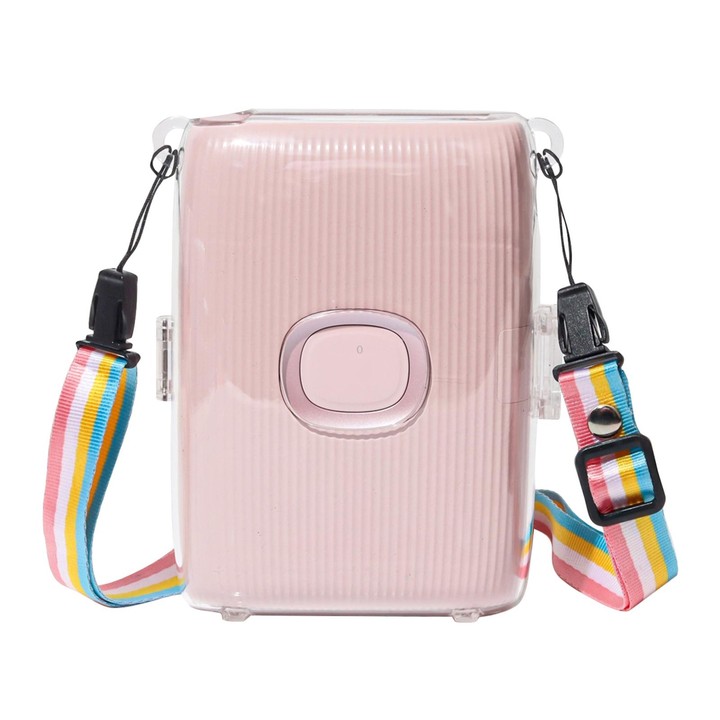 For FUJIFILM Instax mini Link 2 Crystal Hard Case Camera Bag with Shoulder Strap (Transparent)