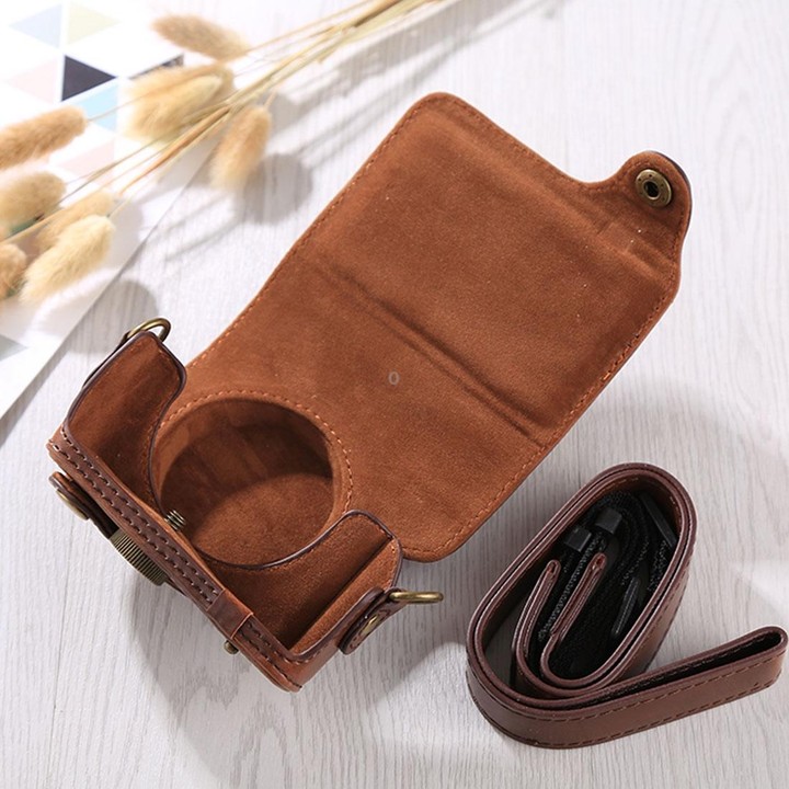 Full Body Camera PU Leather Case Bag with Strap for Canon G9X / G9X II (Coffee)