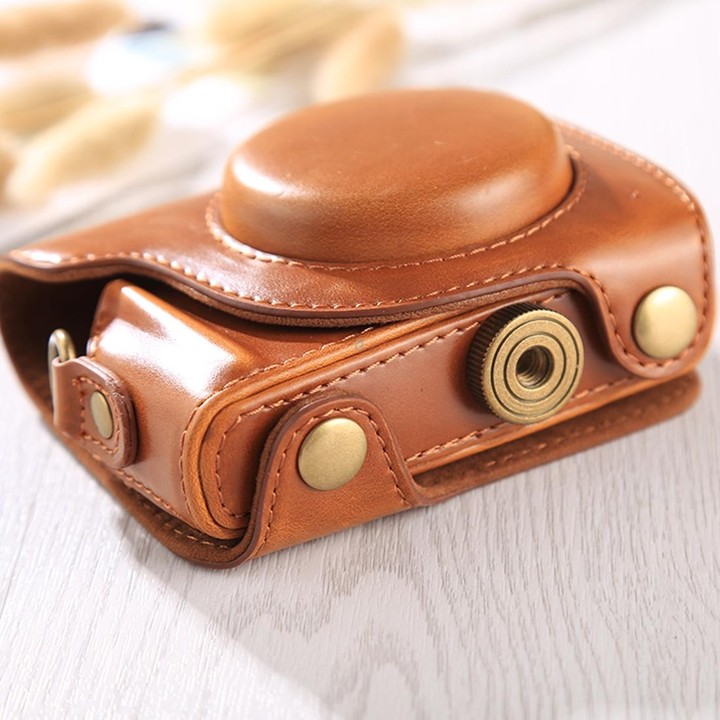 Full Body Camera PU Leather Case Bag with Strap for Canon G9X / G9X II (Brown)