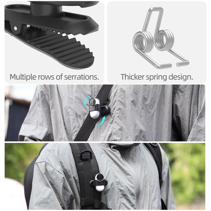 For Insta360 GO3 / GO 3S Sunnylife 360 Degree Rotation Backpack Clip Action Camera Clamp Mount (Black)