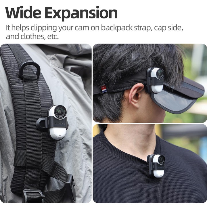 For Insta360 GO3 / GO 3S Sunnylife 360 Degree Rotation Backpack Clip Action Camera Clamp Mount (Black)