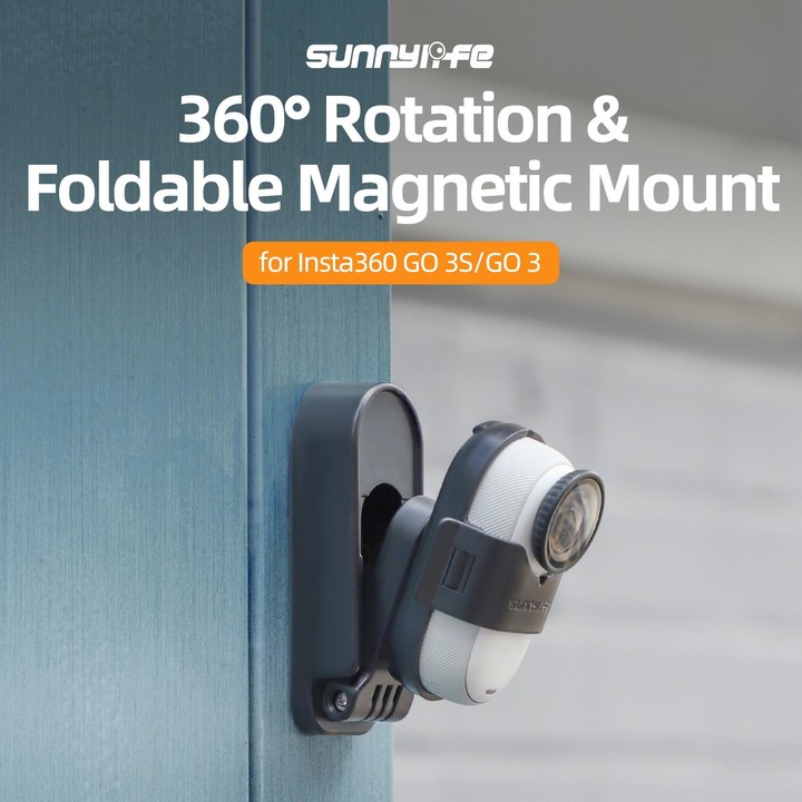 For Insta360 GO3 / GO 3S Sunnylife 360 Rotation Foldable Magnetic Mount (Black)