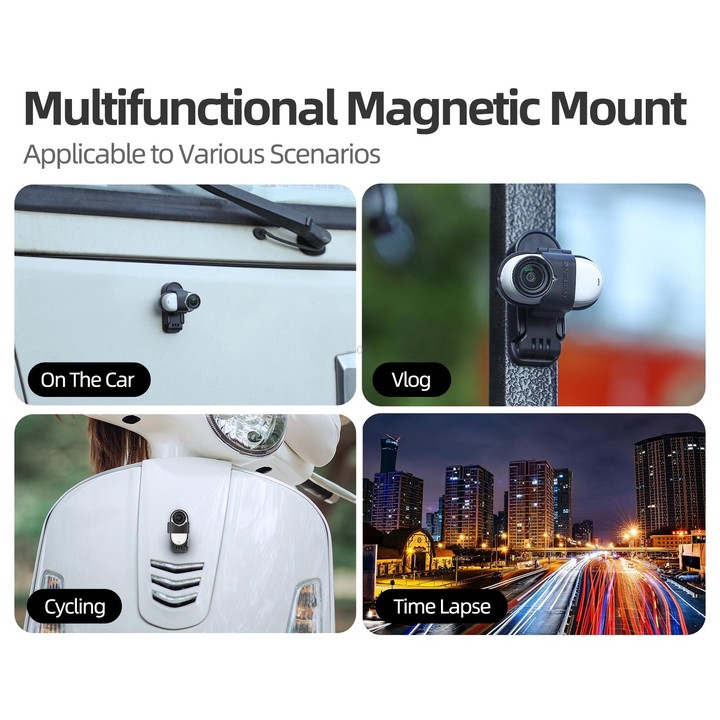 For Insta360 GO3 / GO 3S Sunnylife 360 Rotation Foldable Magnetic Mount (Black)