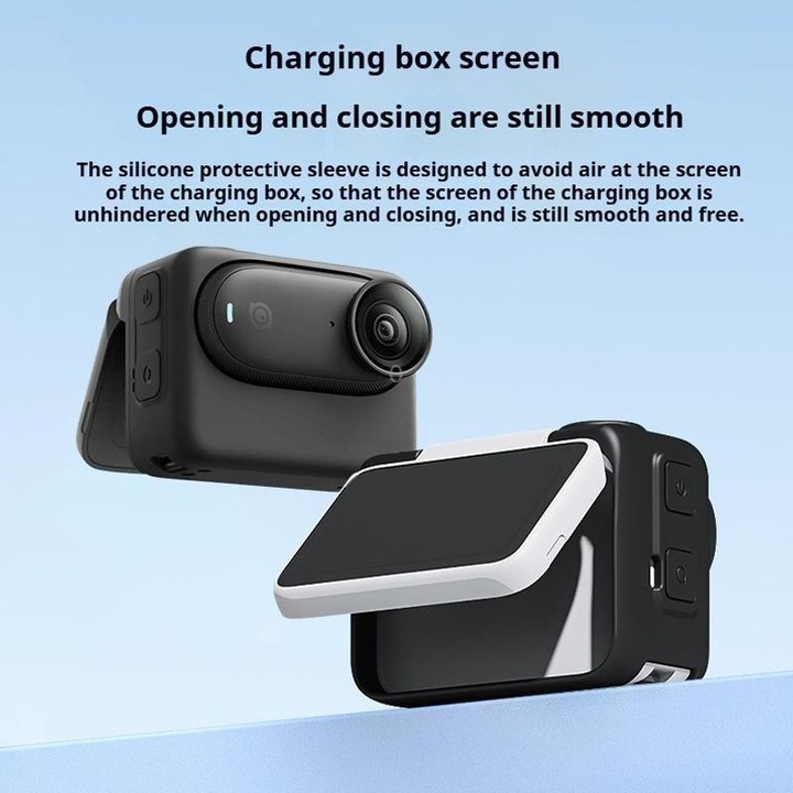 For Insta360 GO 3S Camera Charging Case Silicone Case with Lens Cap & Strap (Black)