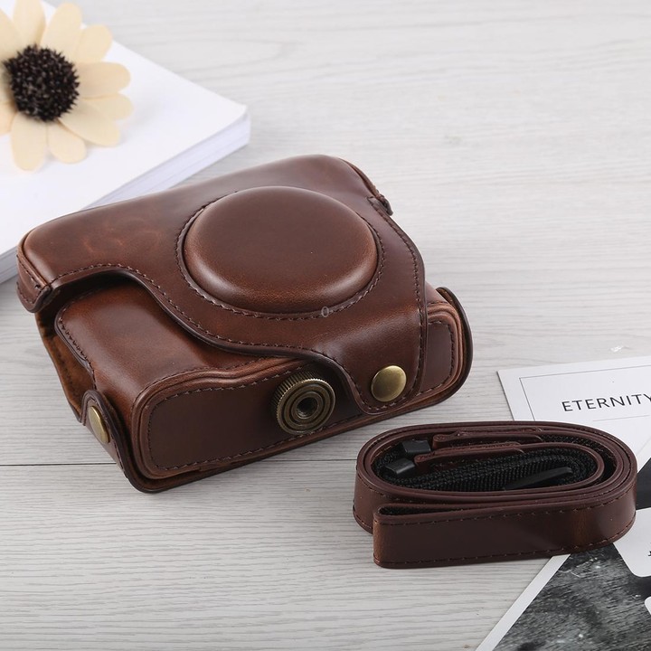 Full Body Camera PU Leather Case Bag with Strap for Canon G16 (Coffee)
