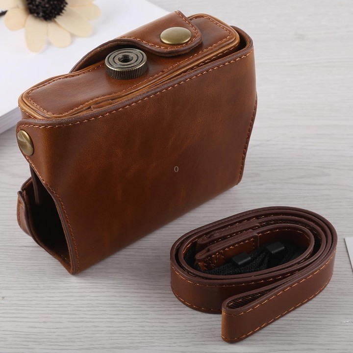 Full Body Camera PU Leather Case Bag with Strap for Canon G16 (Brown)