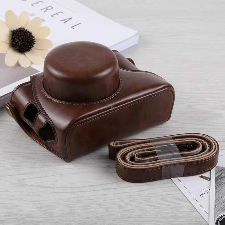 Full Body Camera PU Leather Case Bag with Strap for Fujifilm X100F (Coffee)