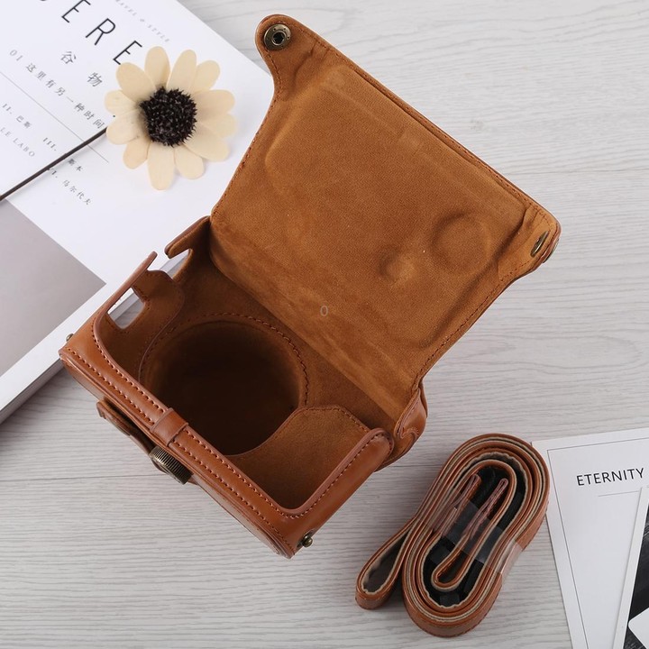 Full Body Camera PU Leather Case Bag with Strap for Fujifilm X100F (Brown)
