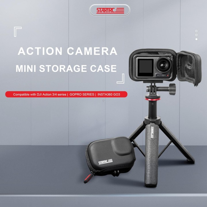 STARTRC Camera PU Carry Case For Insta360 GO3 / DJI Action 3 / 4 / 5 Pro (Black)