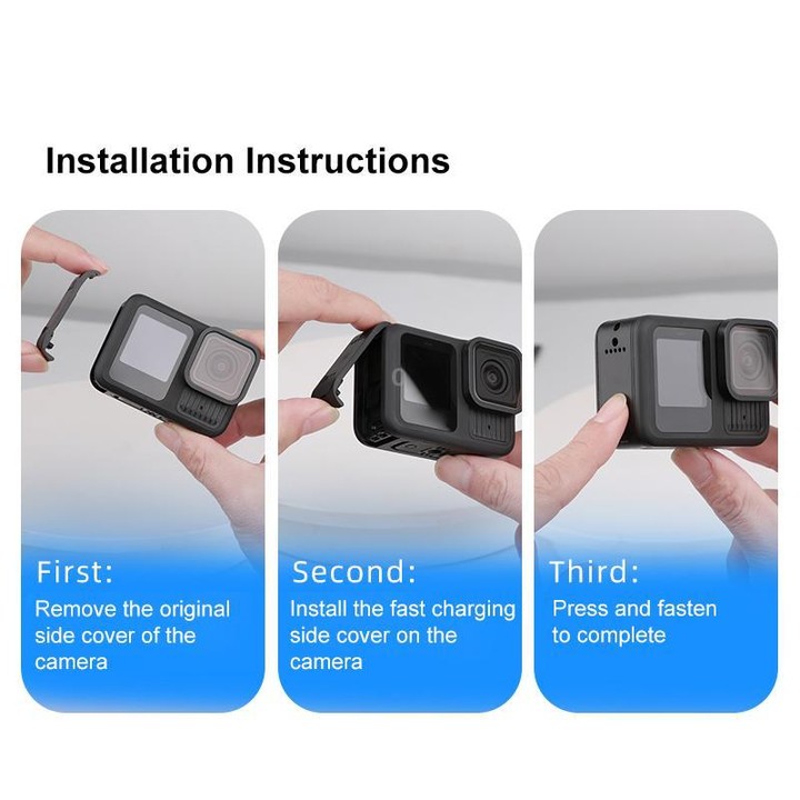 BS Plastic Battery Side Interface Cover with Silicone Plug for GoPro HERO13 Black /12 Black /11 Black /10 Black /9 Black