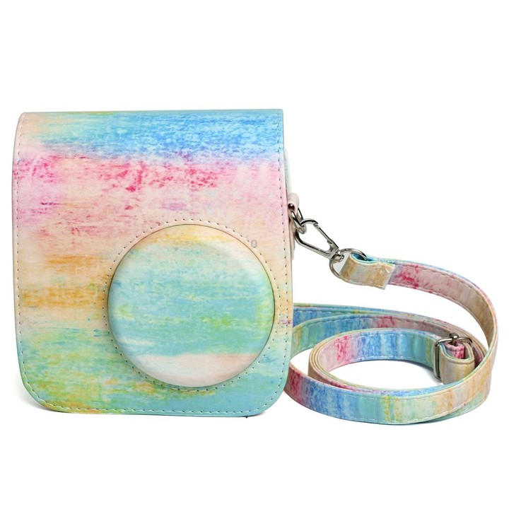 Rainbow Oil painting Pattern PU Leather Protective Camera Case Bag For FUJIFILM Instax Mini 7S / 7C Camera