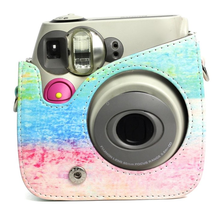 Rainbow Oil painting Pattern PU Leather Protective Camera Case Bag For FUJIFILM Instax Mini 7S / 7C Camera