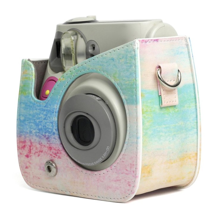 Rainbow Oil painting Pattern PU Leather Protective Camera Case Bag For FUJIFILM Instax Mini 7S / 7C Camera