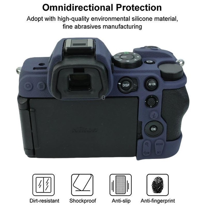 For Nikon Z5II Litchi Texture Soft Silicone Protective Cover (Dark Blue)